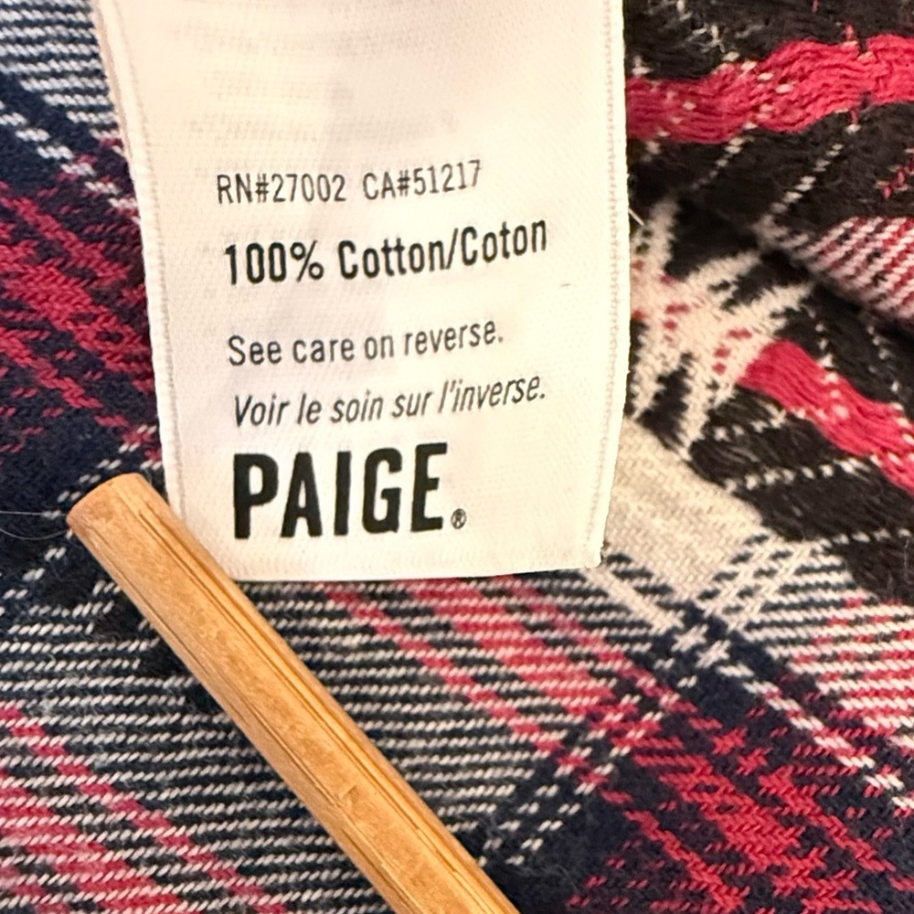 PAIGE Mable Shirt in Black Beaujolais Southwestern Plaid Flannel Size Small - Picture 12 of 13